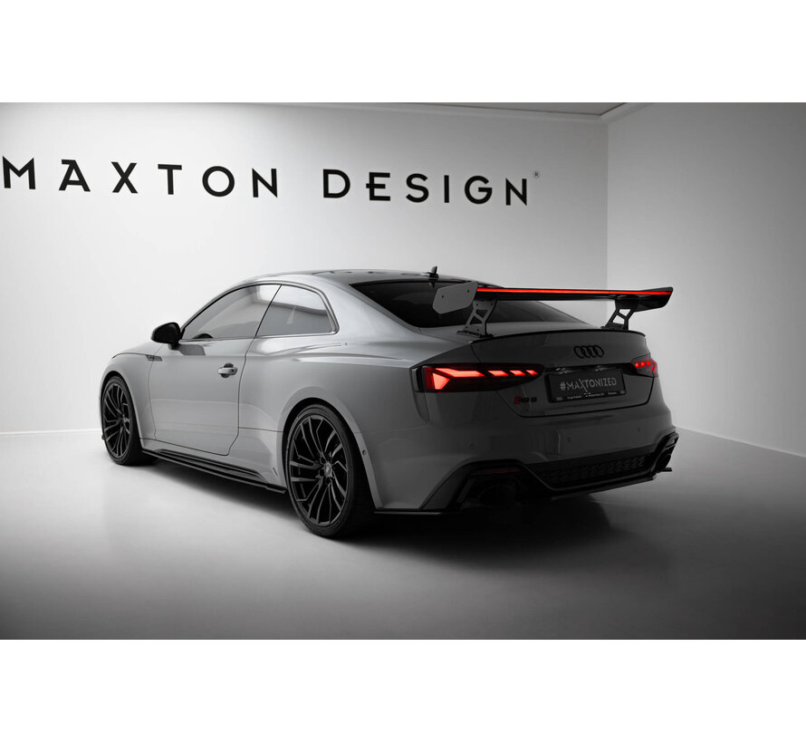Maxton Design Carbon Spoiler With External Brackets Uprights V.2 + LED Audi A5 / A5 S-Line / S5 / RS5 Coupe F5 / F5 Facelift