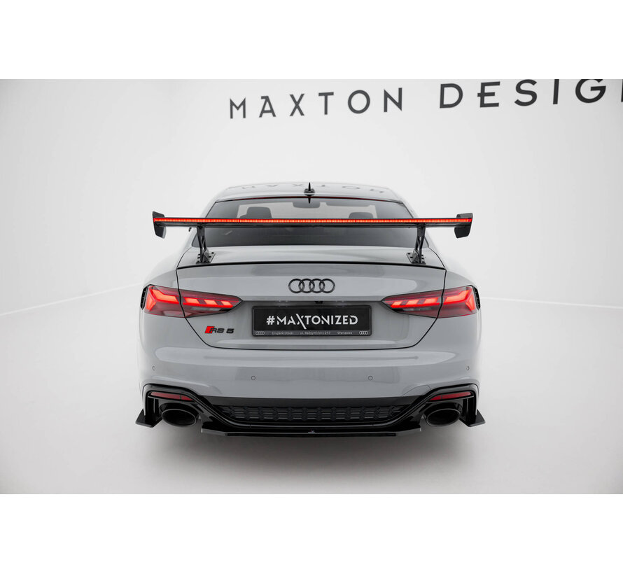 Maxton Design Carbon Spoiler With External Brackets Uprights V.2 + LED Audi A5 / A5 S-Line / S5 / RS5 Coupe F5 / F5 Facelift