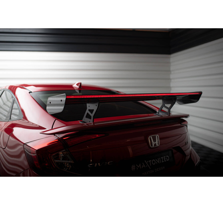 Maxton Design Carbon Spoiler With Internal Brackets Uprights + LED Honda Civic SI Mk10