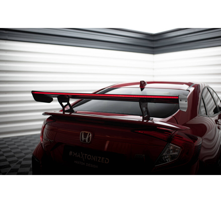 Maxton Design Carbon Spoiler With Internal Brackets Uprights + LED Honda Civic SI Mk10