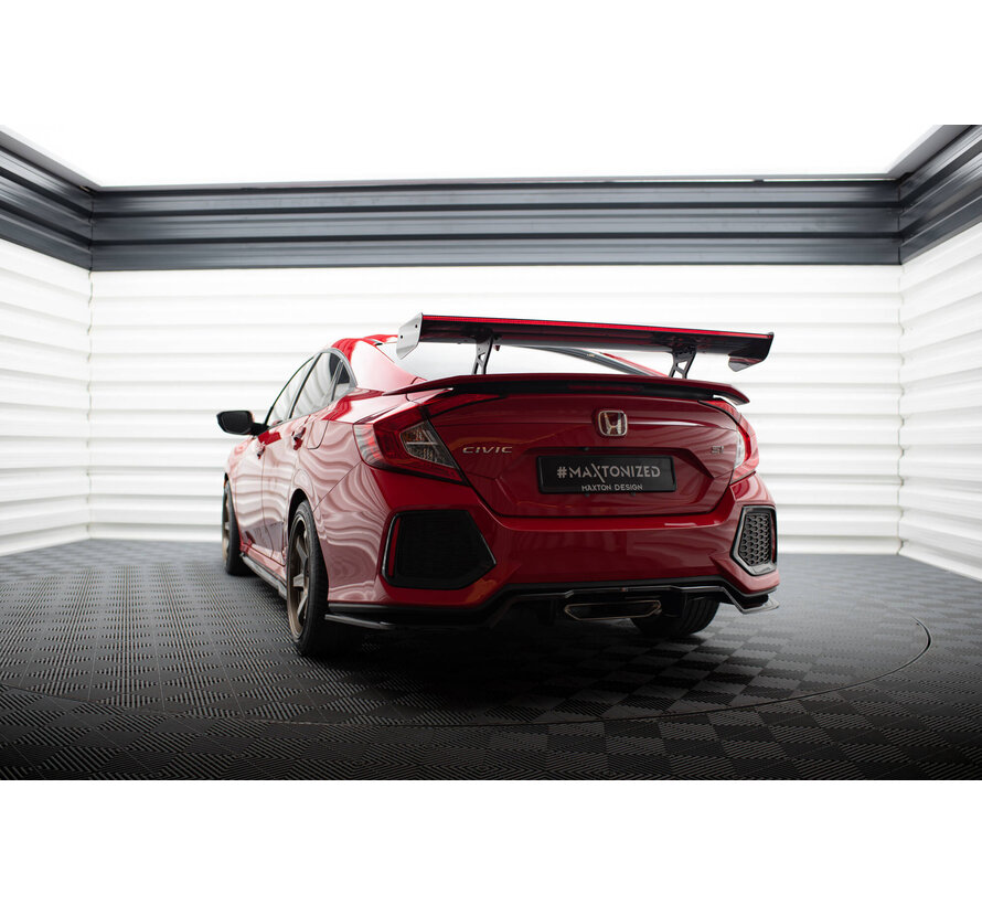 Maxton Design Carbon Spoiler With Internal Brackets Uprights + LED Honda Civic SI Mk10