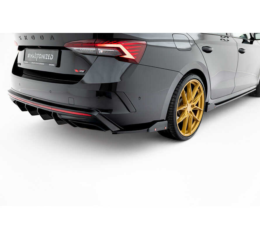 Maxton Design Rear Side Splitters V.4 + Flaps Skoda Octavia RS Combi / Liftback Mk4 / Mk4 Facelift