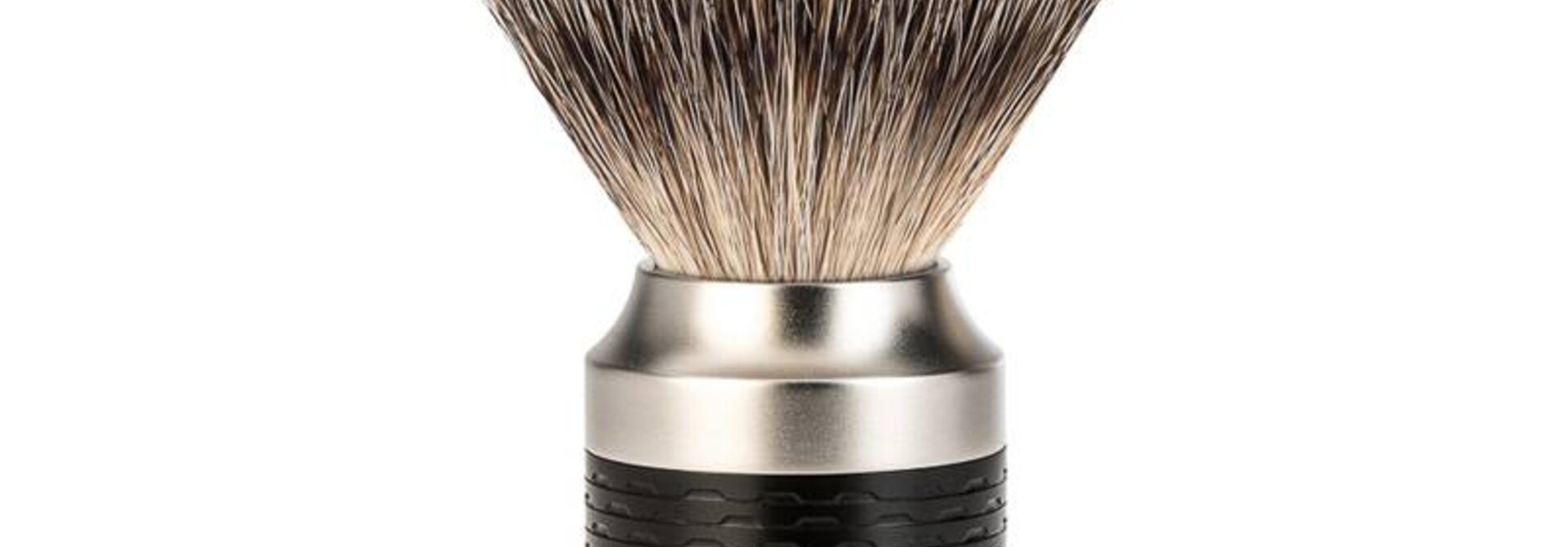 Scheerkwast Silvertip Dassenhaar - Zwart / RVS