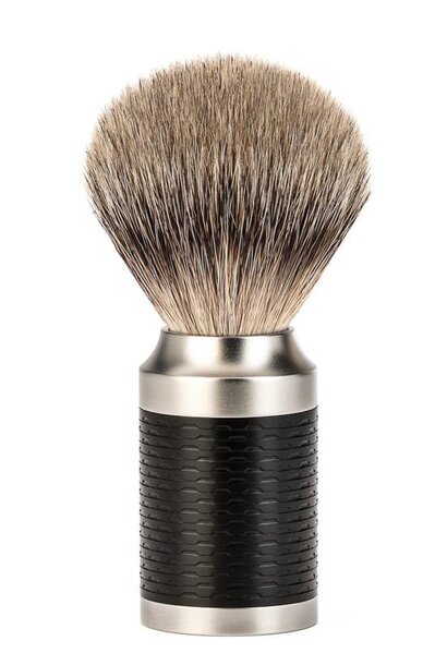 Scheerkwast Silvertip Dassenhaar - RVS Zwart