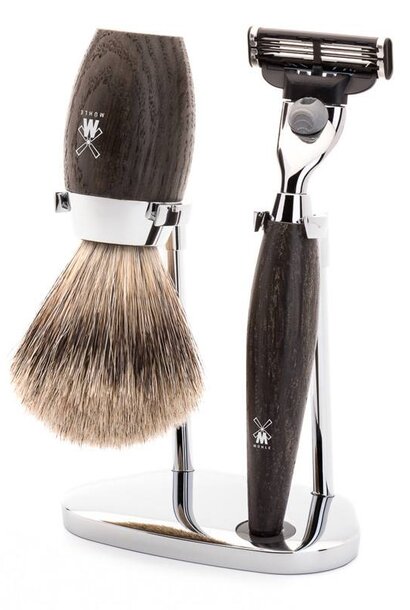 Shaving set Mach3® and badger hair - Bog oak