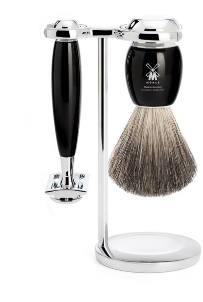 Shaving set safety razor and badger hair - Black