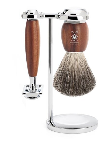 Shaving set safety razor and badger hair - Plum wood
