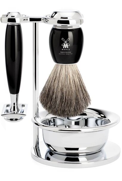 Shaving set safety razor and badger hair - Black