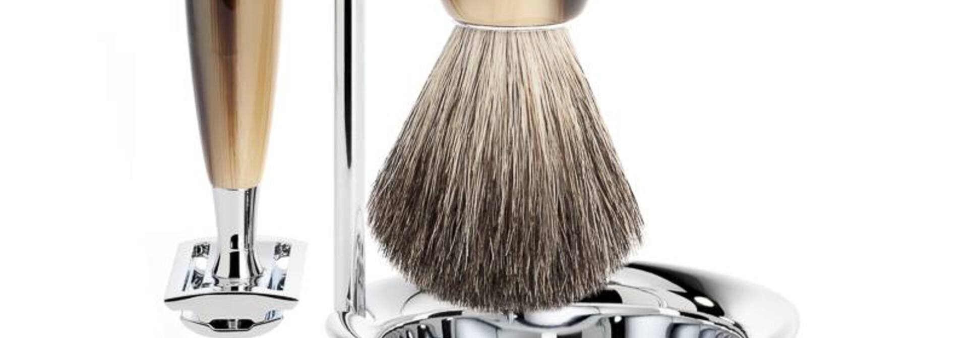 Scheerset Vivo 4-delig - Hoornbruin - Saf.Razor