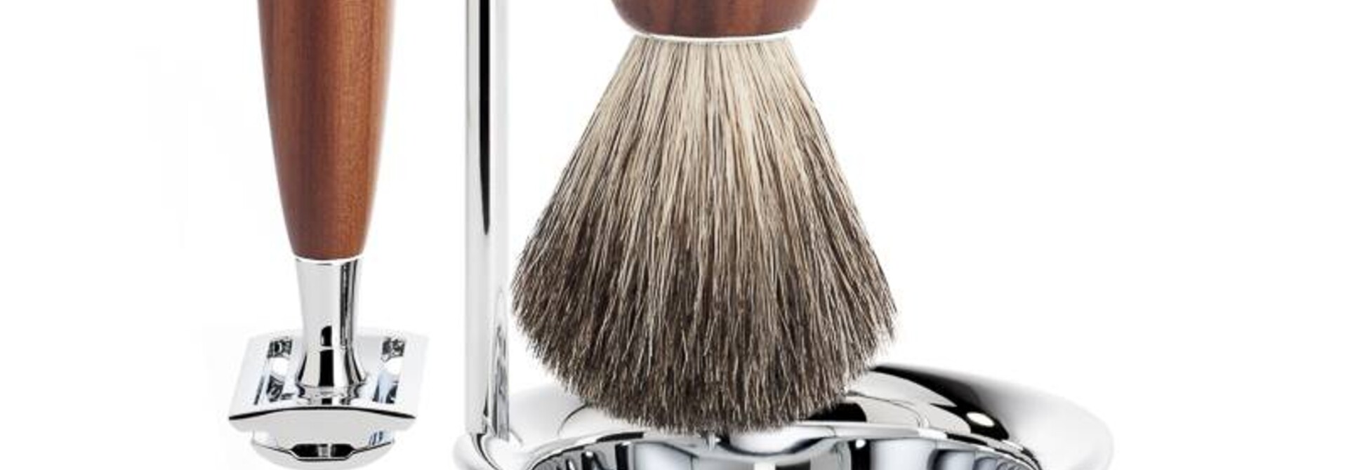 Scheerset Vivo 4-delig - Pruimenhout - Saf.Razor