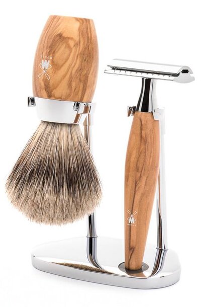 Scheerset Kosmo - Olijfhout - Saf.Razor - Dashaar