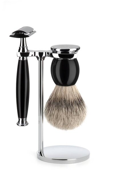 Shaving set safety razor and badger hair - Black