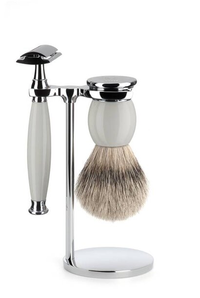 Shaving set safety razor and badger hair - Porcelain