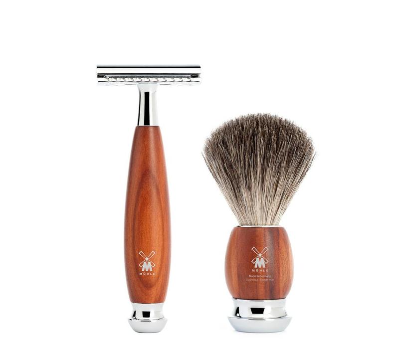 Scheerset Vivo 3-delig - Pruimenhout - Saf.Razor