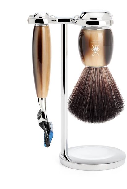 Shaving set Fusion® and synthetic hair - Horn brown