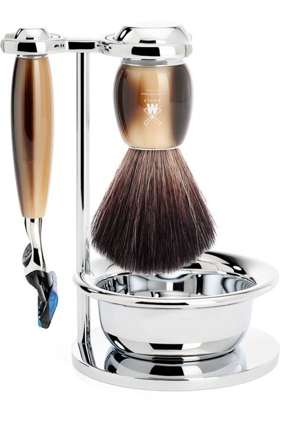 Shaving set Fusion® and synthetic hair - Horn brown