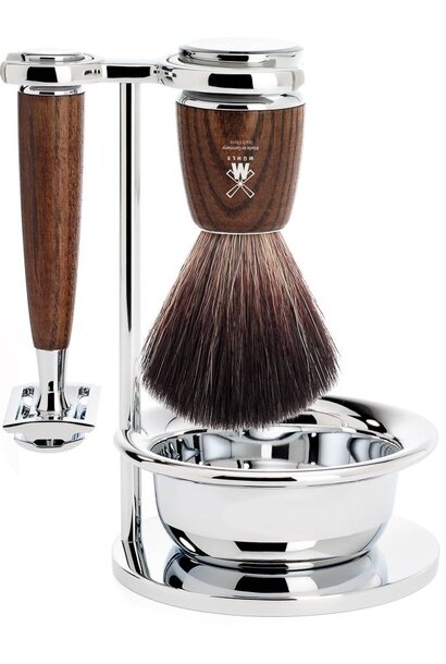 Shaving set safety razor and synthetic hair - Ash wood