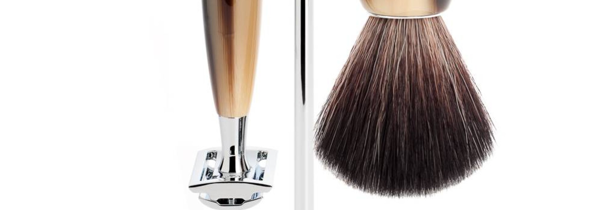 Scheerset Vivo 3-delig - Hoornbruin - Saf.Razor