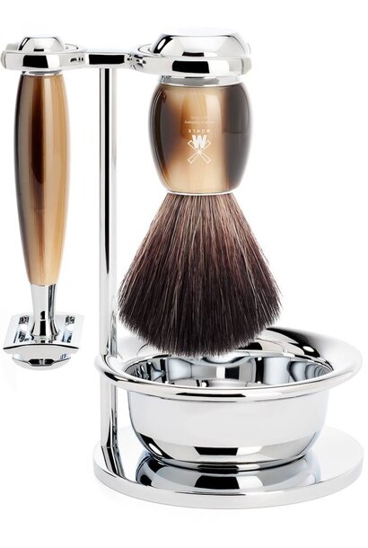 Scheerset Safety razor en Synthetisch haar - HoornBruin
