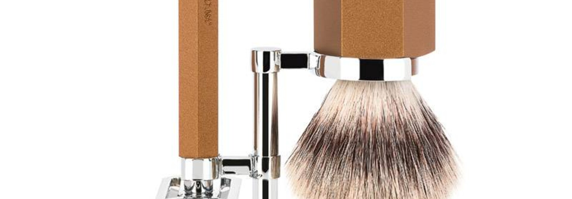 Scheerset Hexagon - Bronze - Saf.Razor - Silvertip Fibre®