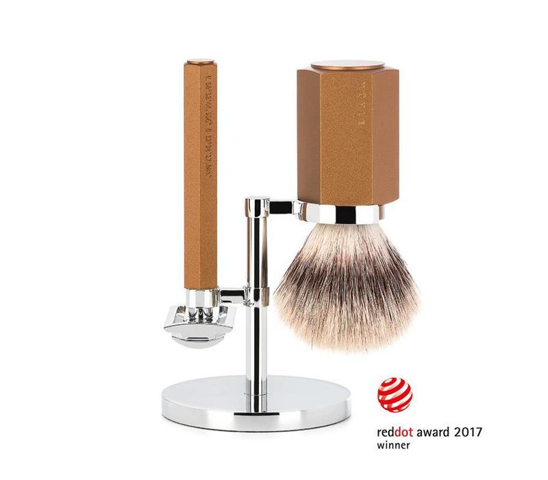 Scheerset Hexagon - Bronze - Saf.Razor - Silvertip Fibre®