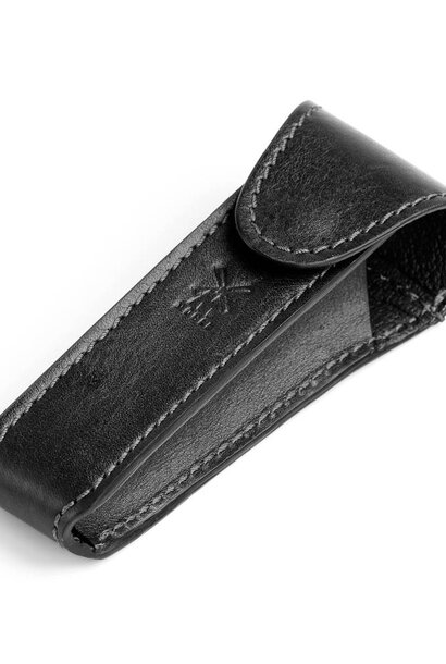 Lederen etui voor safety razor - Zwart