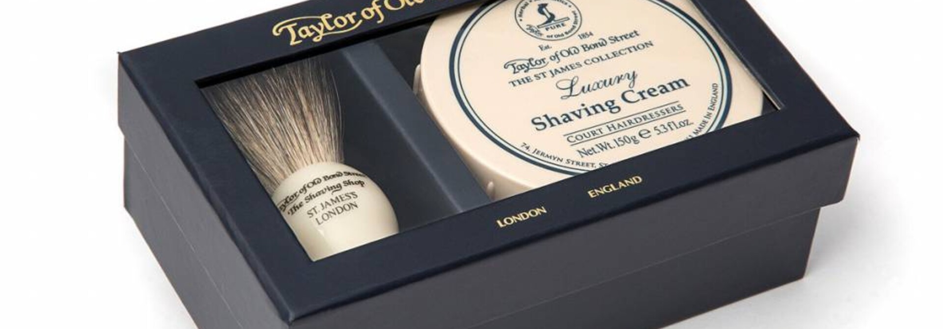 Giftbox scheerkwast en scheercrème St. James