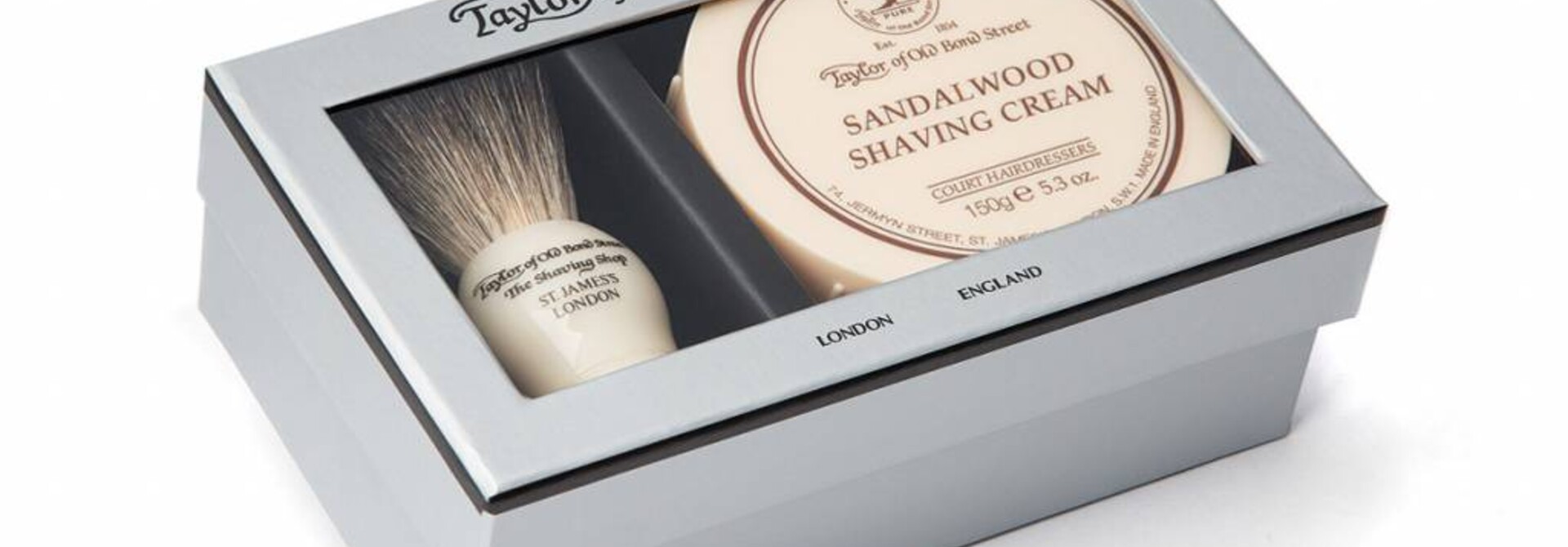 Giftbox scheerkwast en scheercrème Sandalwood