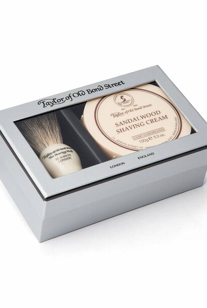 Giftbox scheerkwast en scheercrème Sandalwood