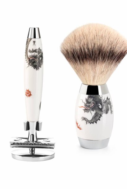 Shaving set safety razor and synthetic hair - Porcelain