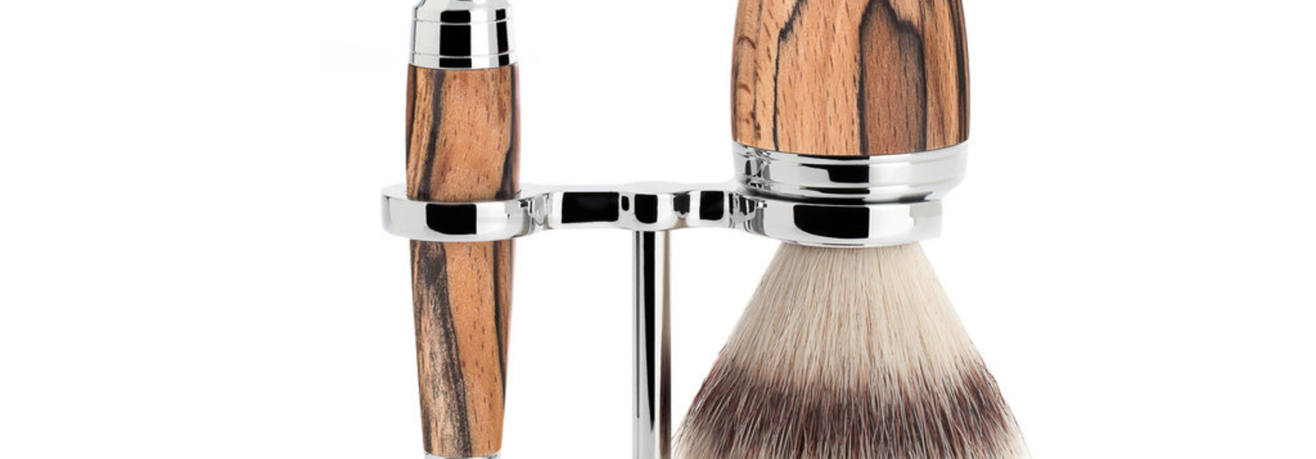 Scheerset Stylo 3-delig - Spalted beech - Saf.Razor