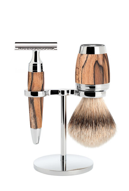 Scheerset Safety razor en Dashaar - Spalted beech