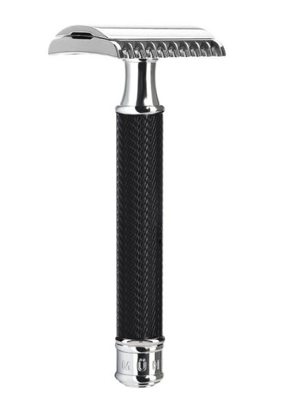 Safety razor open kam - Zwart Chroom