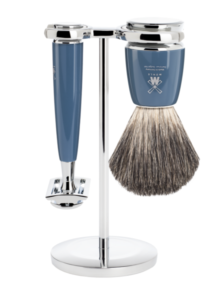 Shaving set safety razor and badger hair - Petrol