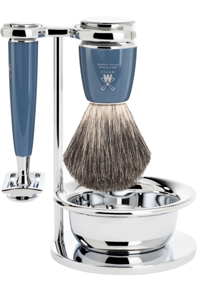 Shaving set safety razor and badger hair - Petrol