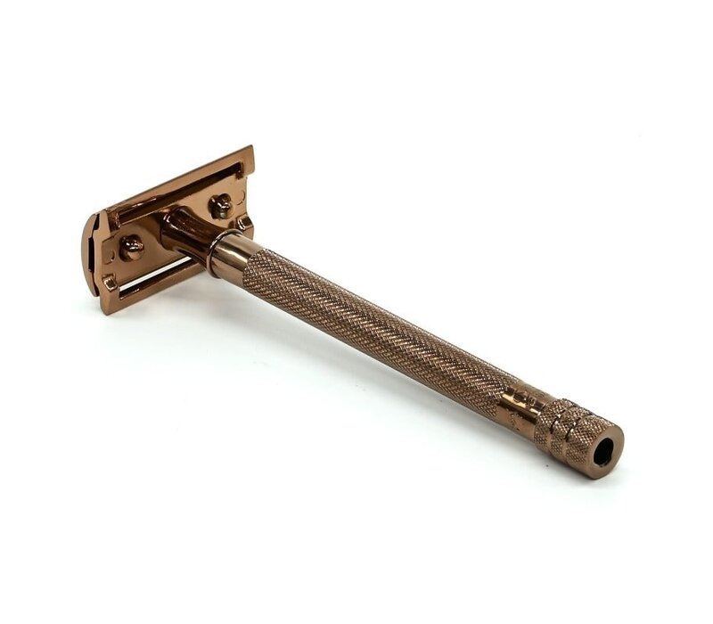 Safety Razor, Lange Handgreep, Rosé Goud Geplateerd