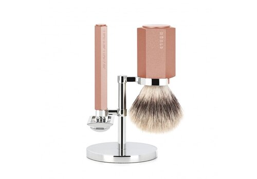 MÜHLE Scheerset Hexagon Sunrise met Silvertip Fibre® Scheerkwast