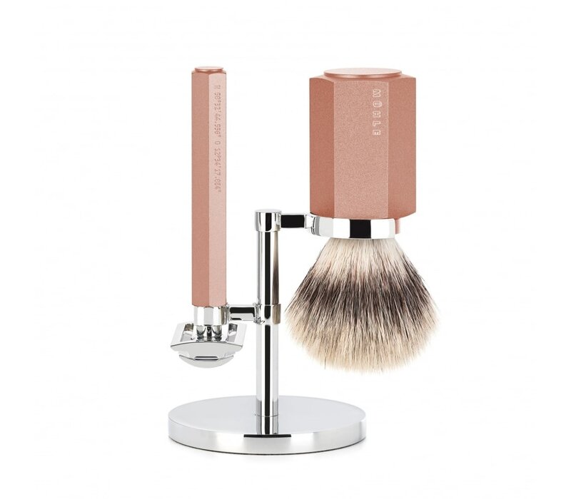 Scheerset Hexagon Sunrise met Silvertip Fibre® Scheerkwast