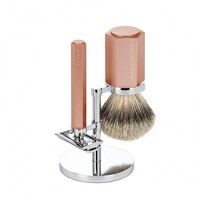 Scheerset Hexagon Sunrise met Silvertip Dassenhaar Scheerkwast