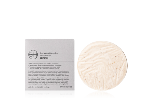 Bath House Bergamot & Amber Scheerzeep 175g navulling