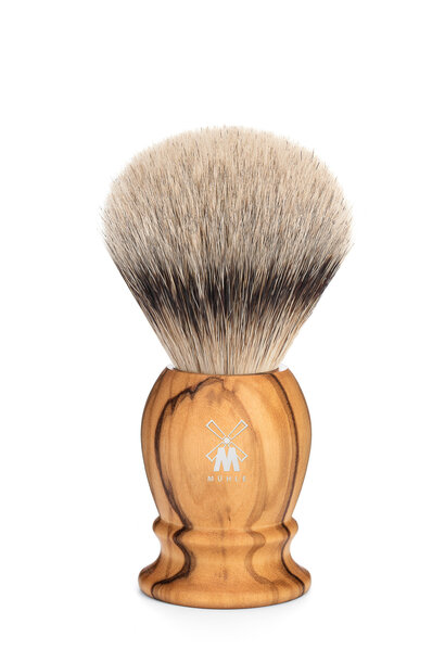 Shaving brush silvertip badger hair - Olive wood