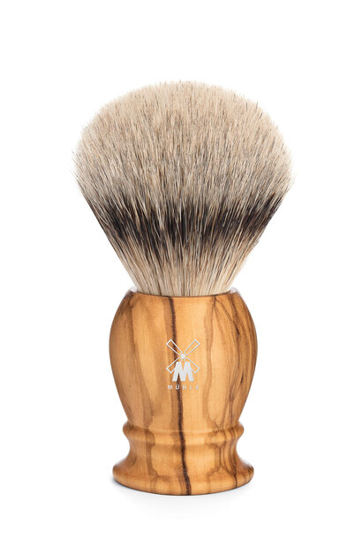 Shaving brush silvertip badger hair - Olive wood