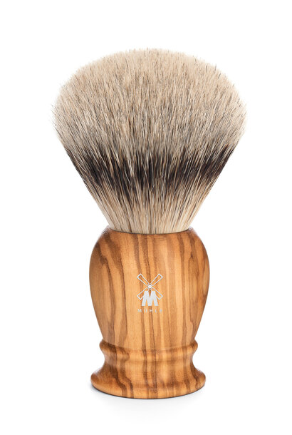 Shaving brush silvertip badger hair - Olive wood