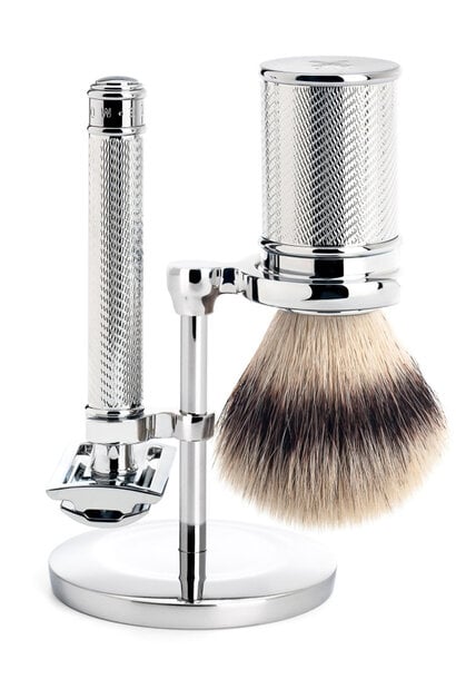 Shaving brush synthetic hair - Chrome