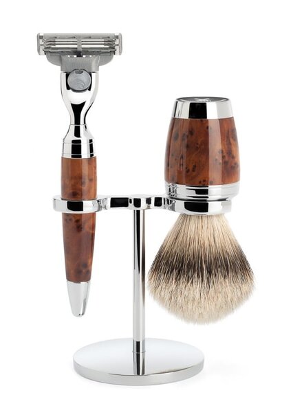 Shaving set Mach3® and badger hair - Thuja wood