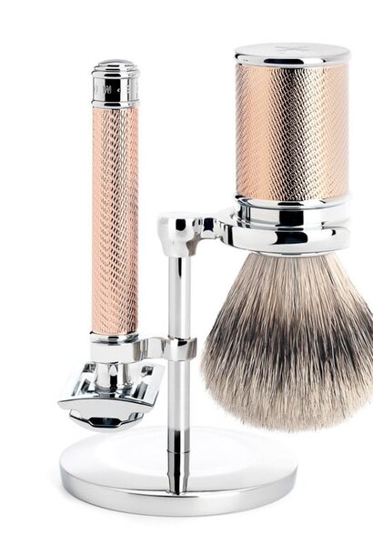 Shaving set safety razor and badger hair - Rose gold