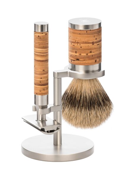 Shaving set safety razor and badger hair - Birch