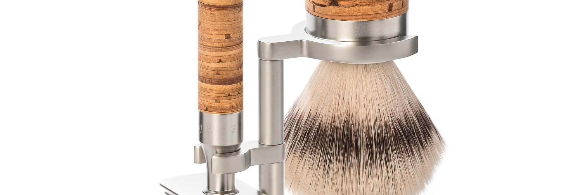 Rasierhobel Rasierset synthetisch - Edelstahl & Birkenrinde - 21mm (M)