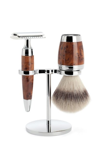 Shaving set safety razor and synthetic hair - Thuja wood
