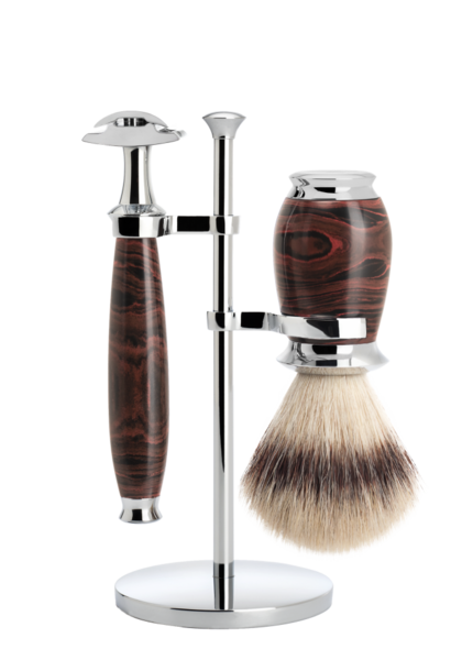 Scheerset Safety razor en Synthetisch haar - Ebonite